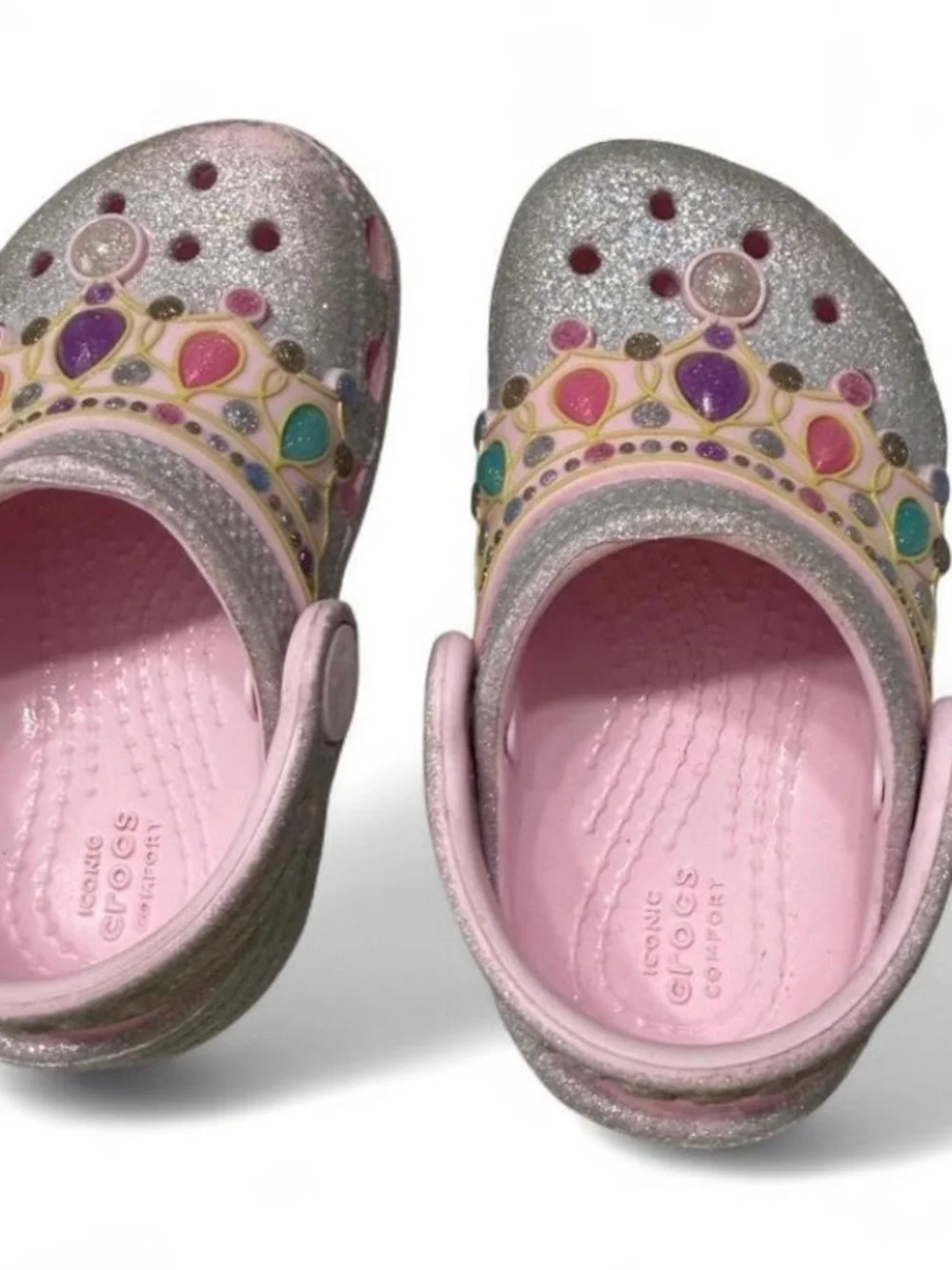 CROCS Glitter Jewel Clogs - Pink, Silver, Multicolor